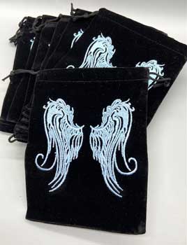 (set Of 10) 5"x 7" Angel Wings Black Velveteen Bag