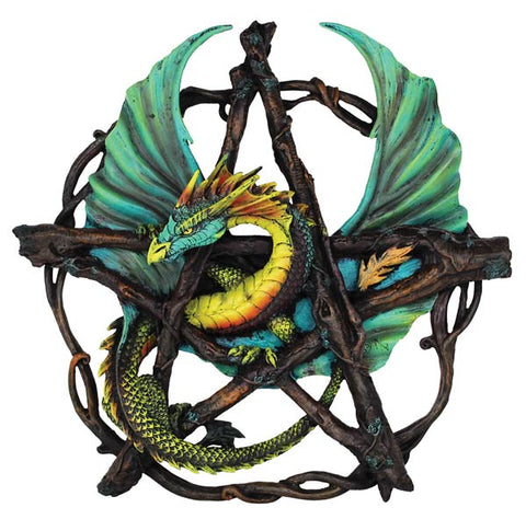 Forest Pentagram Dragon Wall Plaque 13"