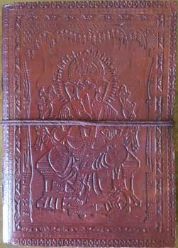 5" x 7" Ganesh leather blank book w/cord