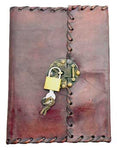 Stitched leather blank book w/ key