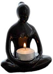 Black Yoga Lady tealight holder 5 1/2"