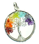 7 Chakra Tree of Life pendant silver