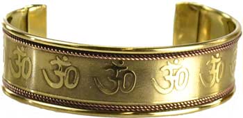 Om Engraved Copper and Brass bracelet